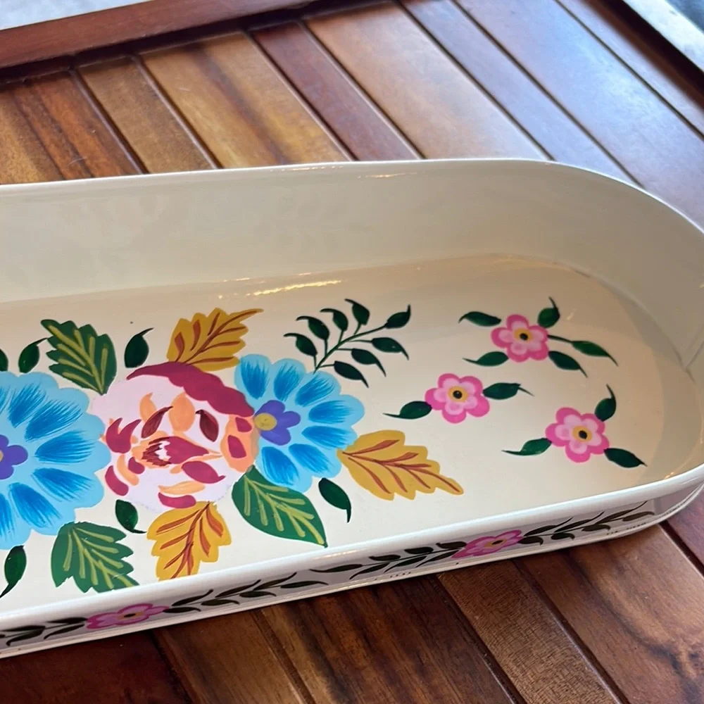 Karma Living Vibrant Floral Oval Tray